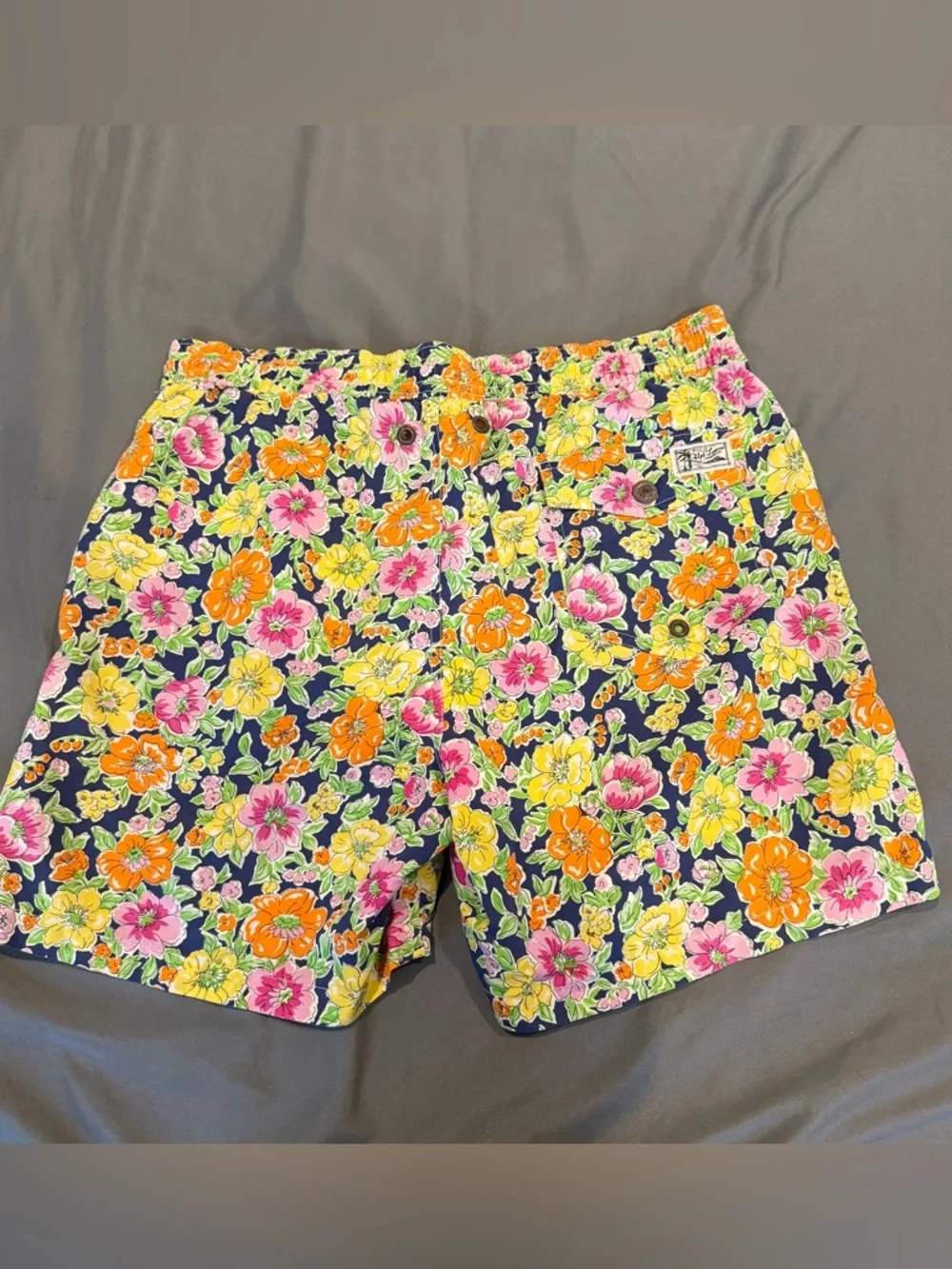 Vintage Polo Ralph Lauren‎ Swim Trunks Shorts Mens Medium Floral Flowers Loud - Picture 2 of 6